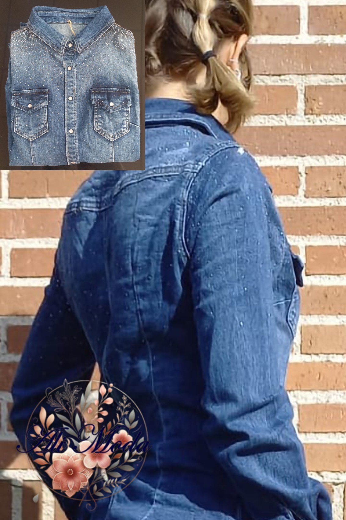 Camisa vaquera brillos